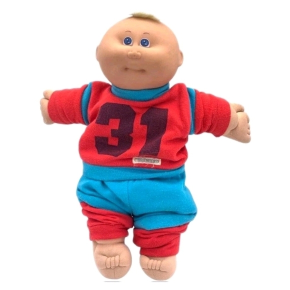 Cabbage Patch Kid Xavier Roberts Blonde Blue Eyes Boy Doll 1985 Vintage - Picture 1 of 9